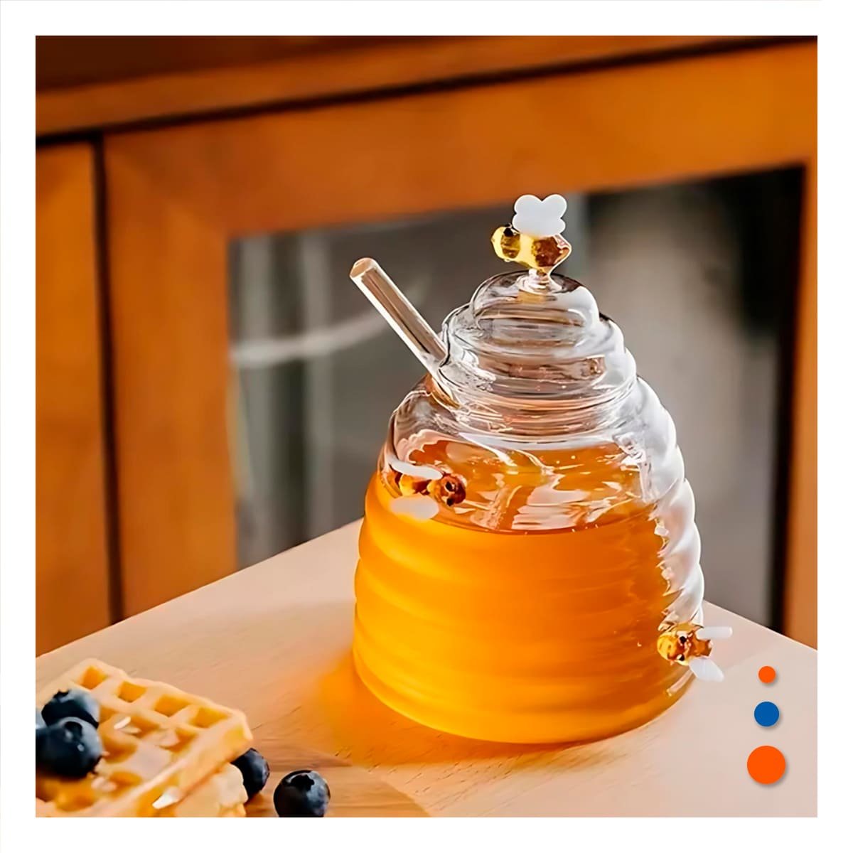 Contenedor Mielero con Relieve de Panal y Abejas para Cocina y Mesa Y notas