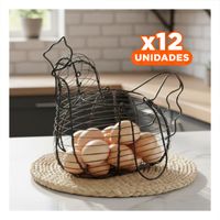 Pack12 Canasta para Huevos con Asa Negro con Gallina Hogar Decoracion y Papel Regalo