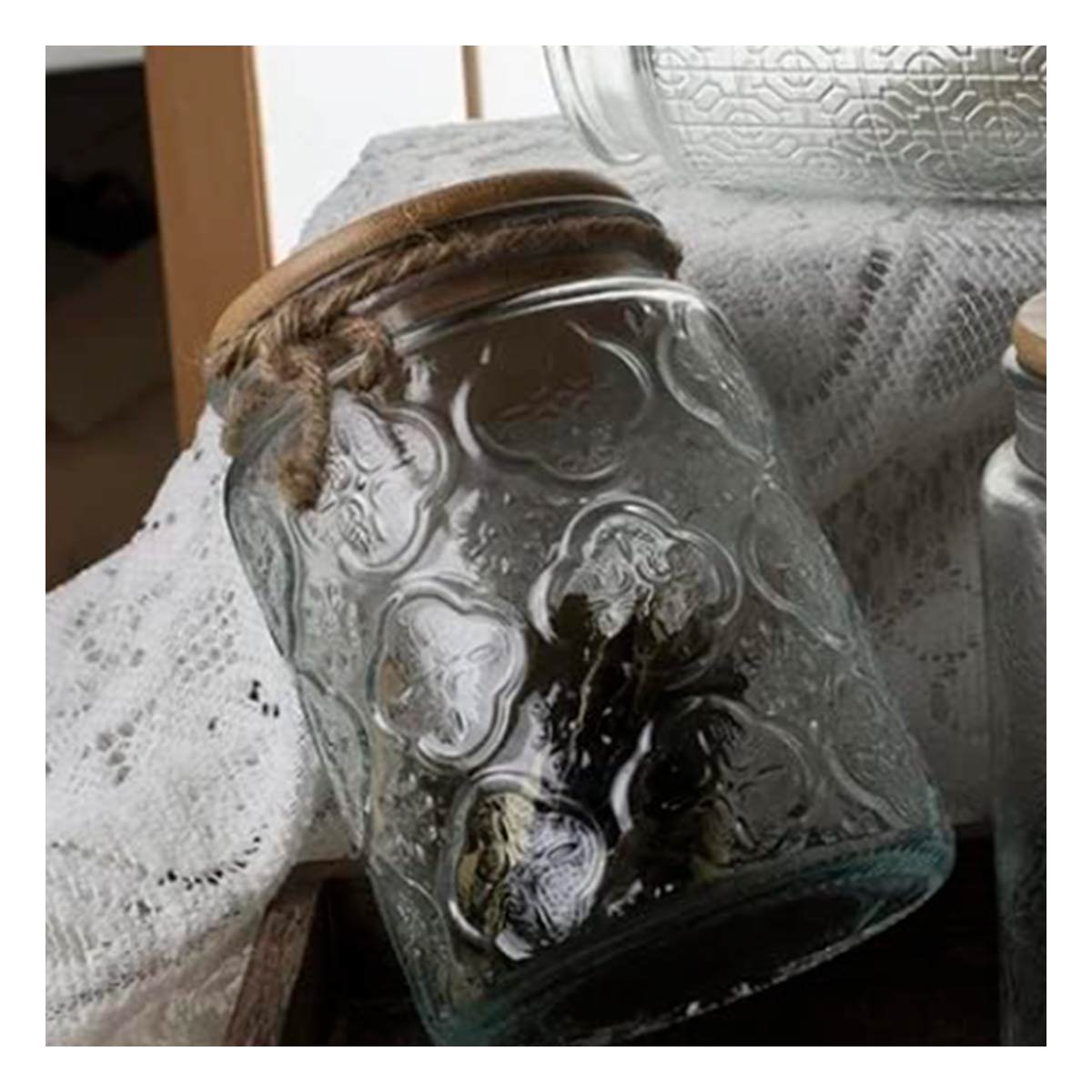 Frasco de Vidrio con Tapa que Conserva Dulces y Botanas Frescas Y Papel Regalo