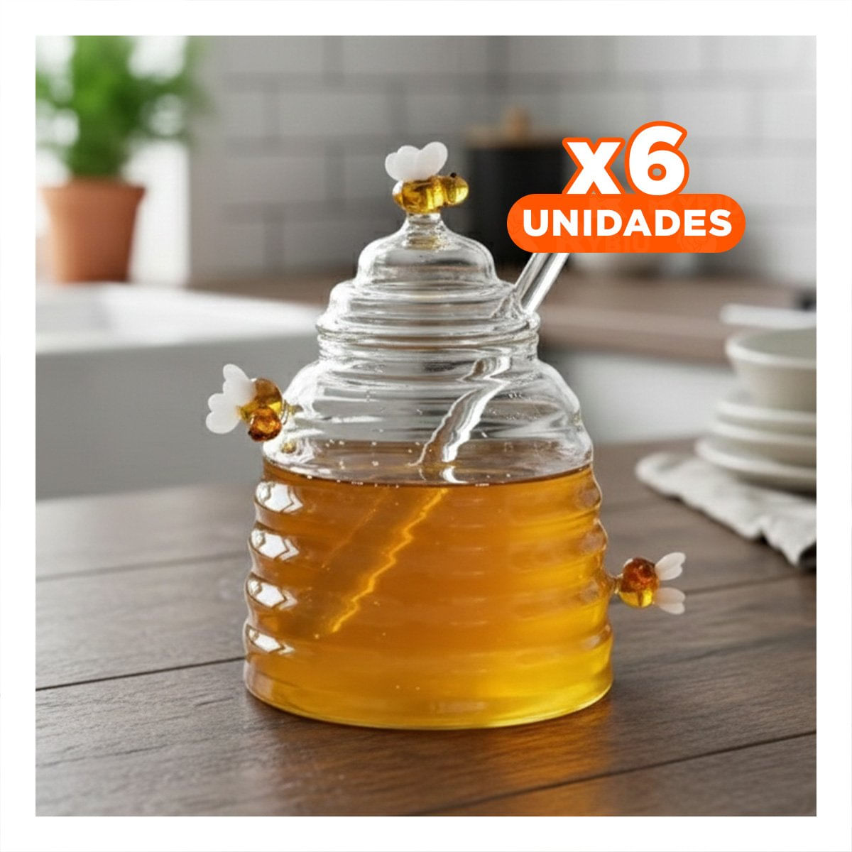 Pack6 Recipiente Decorativo para Miel con Estilo de Panal para Hogar