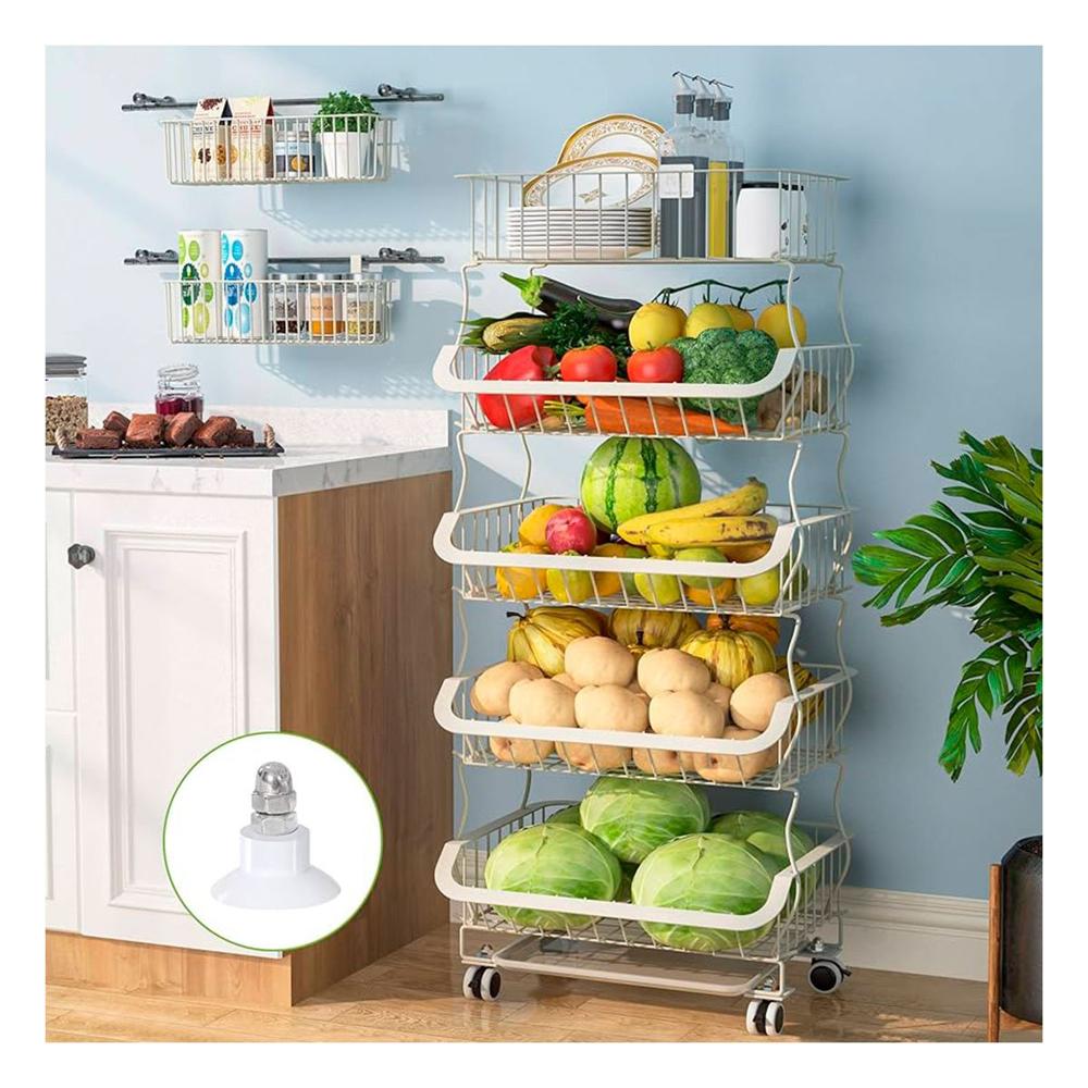 Cesta organizadora 5 niveles para cocina acero blanco con estilo moderno y duradero