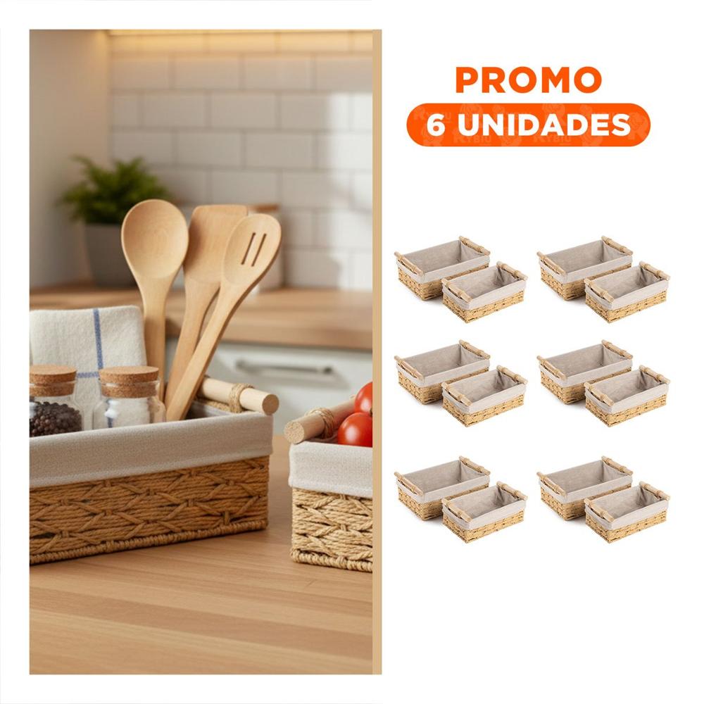 Pack6 Organizador Decorativo para Estanteria Color Mostaza 24.5x14.5cm Y Regalo Sticker