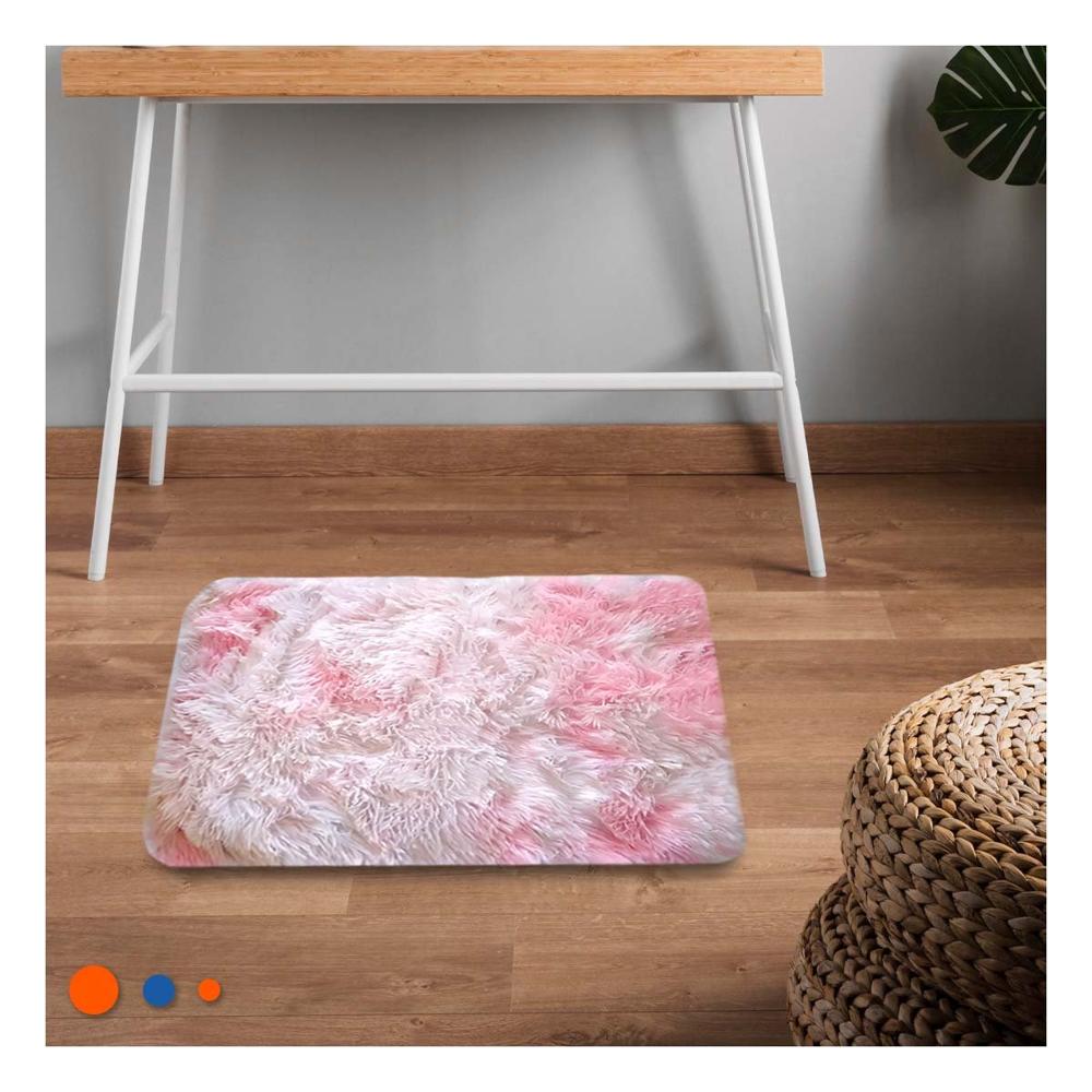 Alfombra Rosado y Blanco Rectangular con Dimensiones 40x60cm