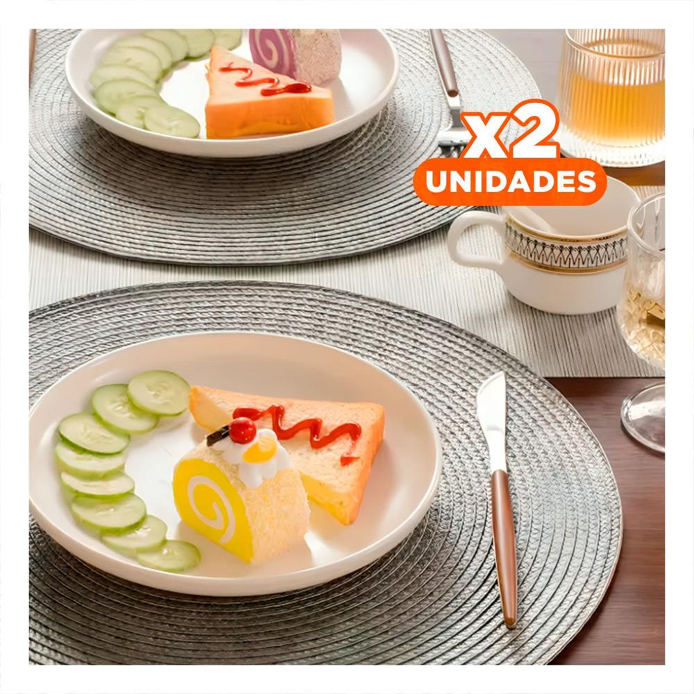 Pack2 Mantel Circular Estilo Boho Plomo para Mesa de Comedor Y Papel Regalo