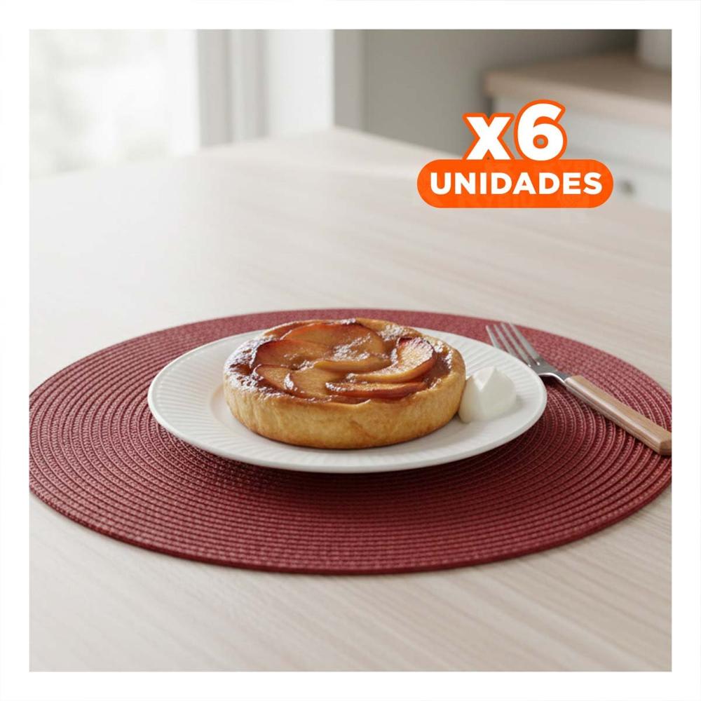 Pack6 Base Circular Rojo Mini Ojitas para Espacios de Comedor de Dimensiones 38x38cm