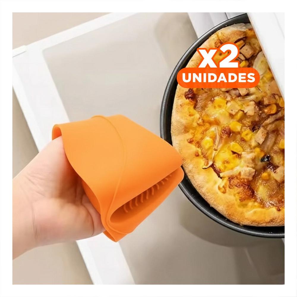 Pack2 Manoplas Protectores de Silicona Naranja para Uso en Casa 7.3x9.5cm Y Papel Regalo