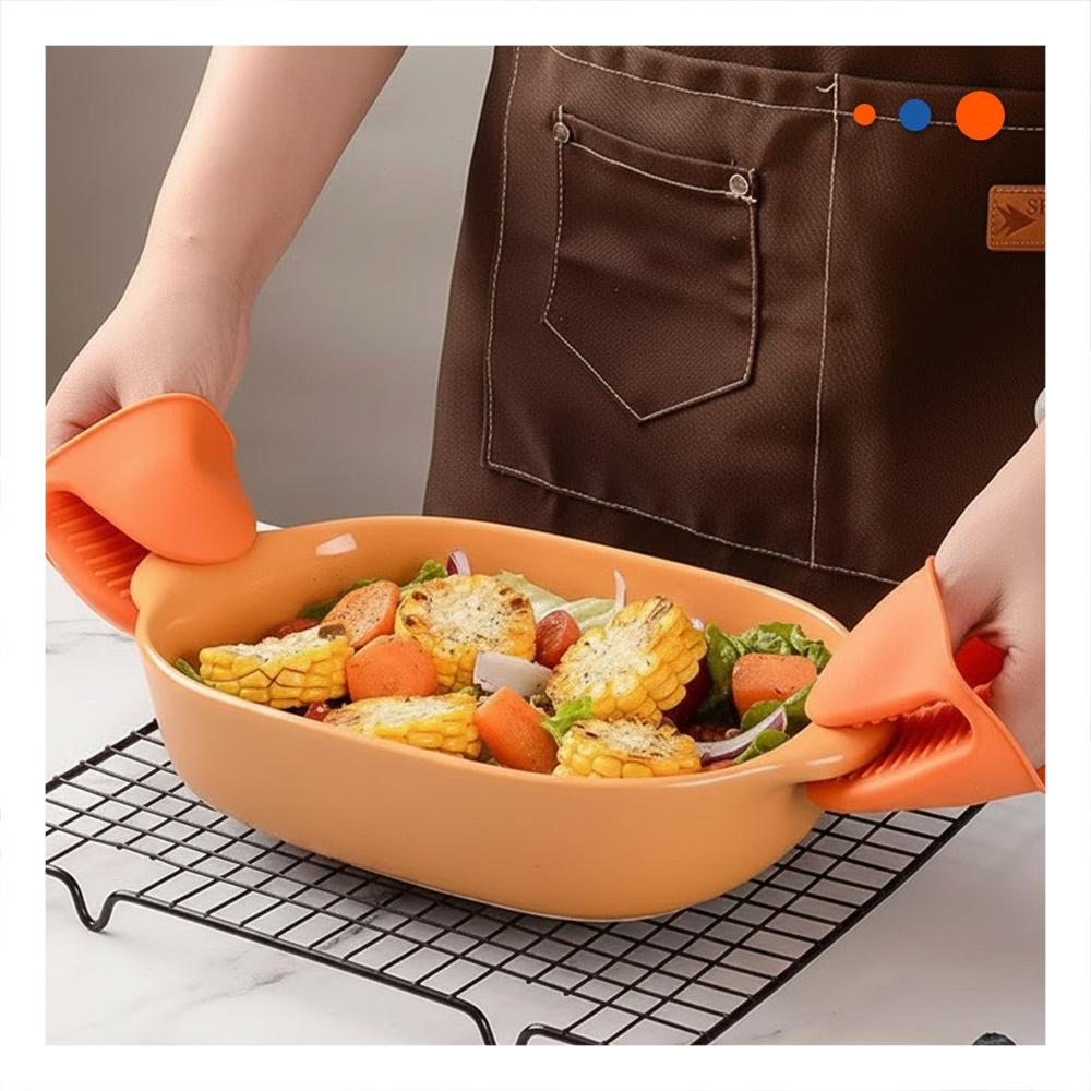 Guantes Protectores de Silicona Naranja para Uso en Hogar y Cocina 7.3x9.5cm Y Papel Regalo