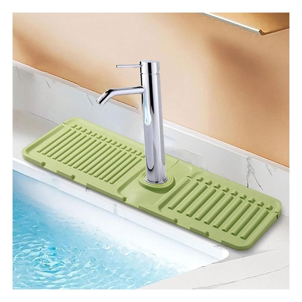 Protector de Drenaje de Silicona con Rayas Verde Claro para Lavadero Y Notas