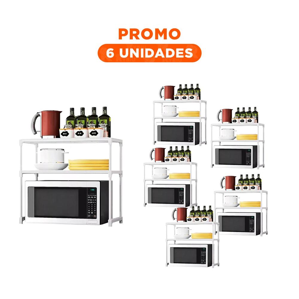 Pack6 Soporte Compacto 2 Niveles Blanco Funcional y Resistente Y Regalo Sticker