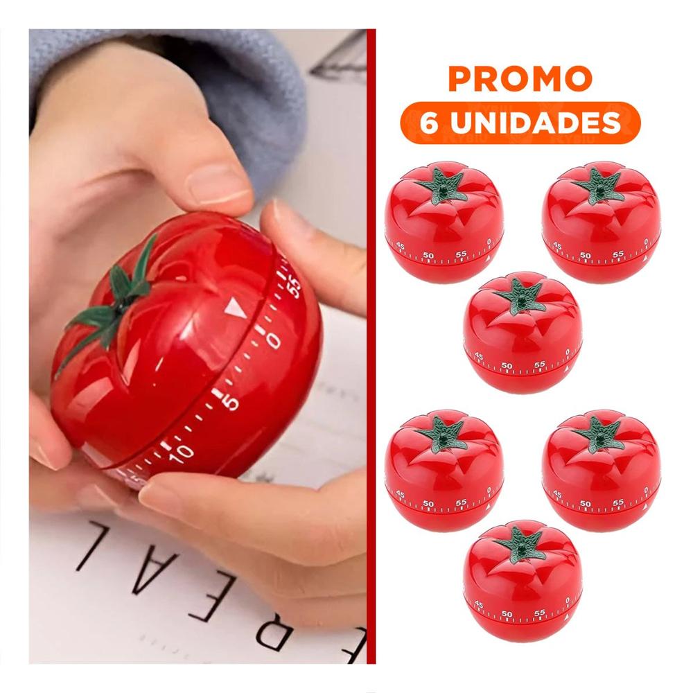 Pack6 Cronometro Tomate Rojo para Cocinar con Precision y Rapidez Y Regalo Sticker