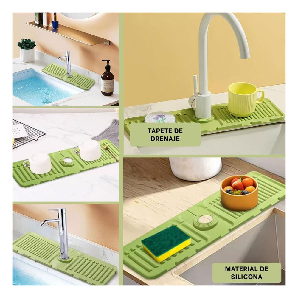 Superficie de Drenaje de Silicona con Rayas Verde Claro para Casa Y Ligas Regalo