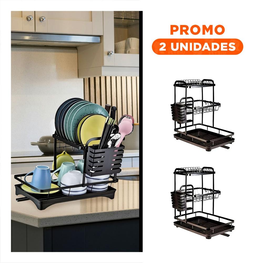 Pack2 Soporte Negro con Estructura Funcional y Sistema de Drenaje Y Regalo Sticker