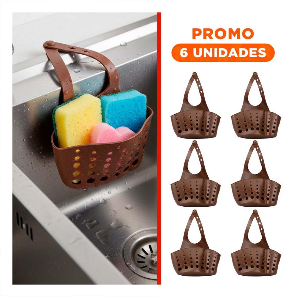 Pack6 Contenedor Colgante Decorativo Marron para Bano y Lavanderia 19x15cm Y Regalo Sticker