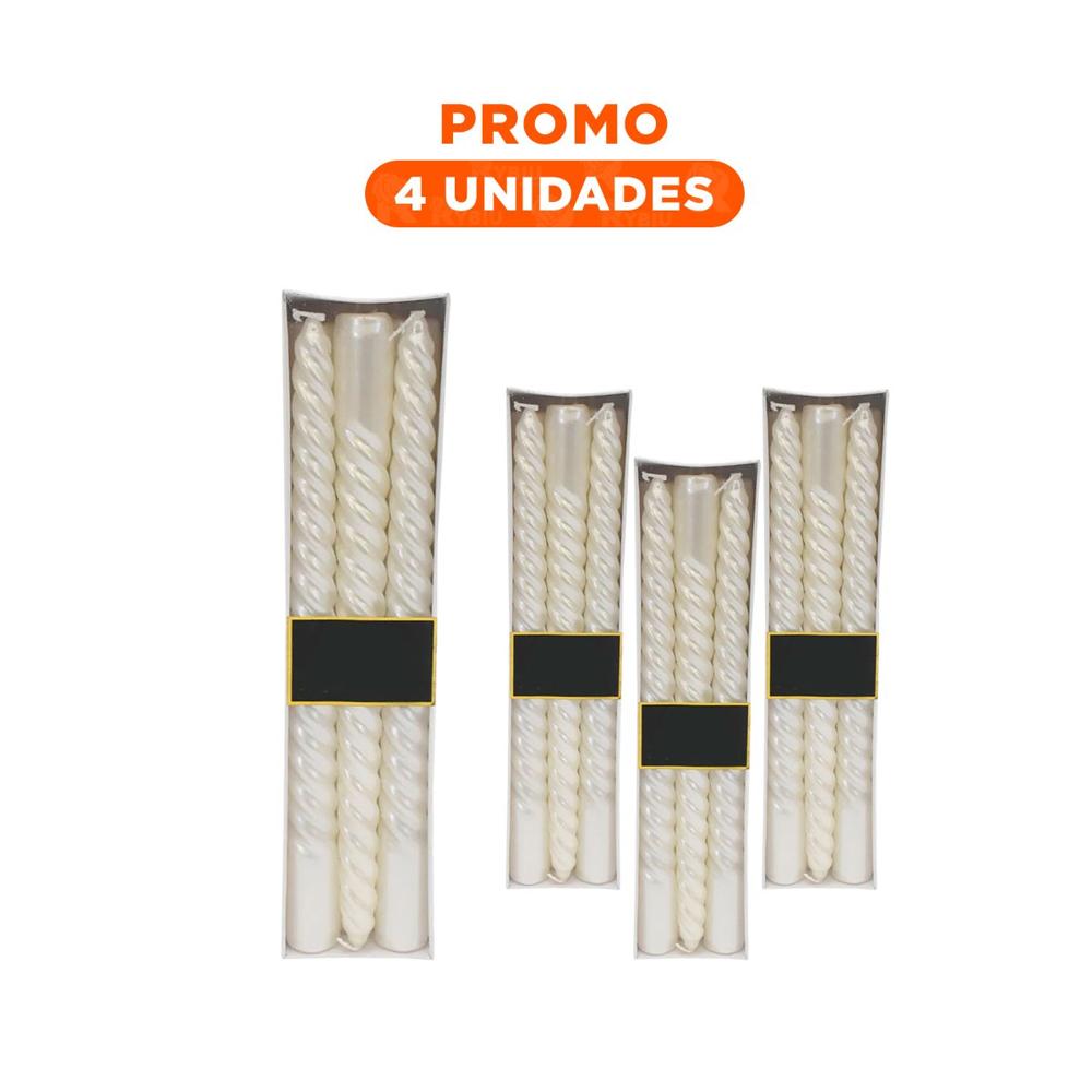 Pack4 Candelas Largas de Cera con Ondas para Decoracion Hogar y Ambiente Festivo