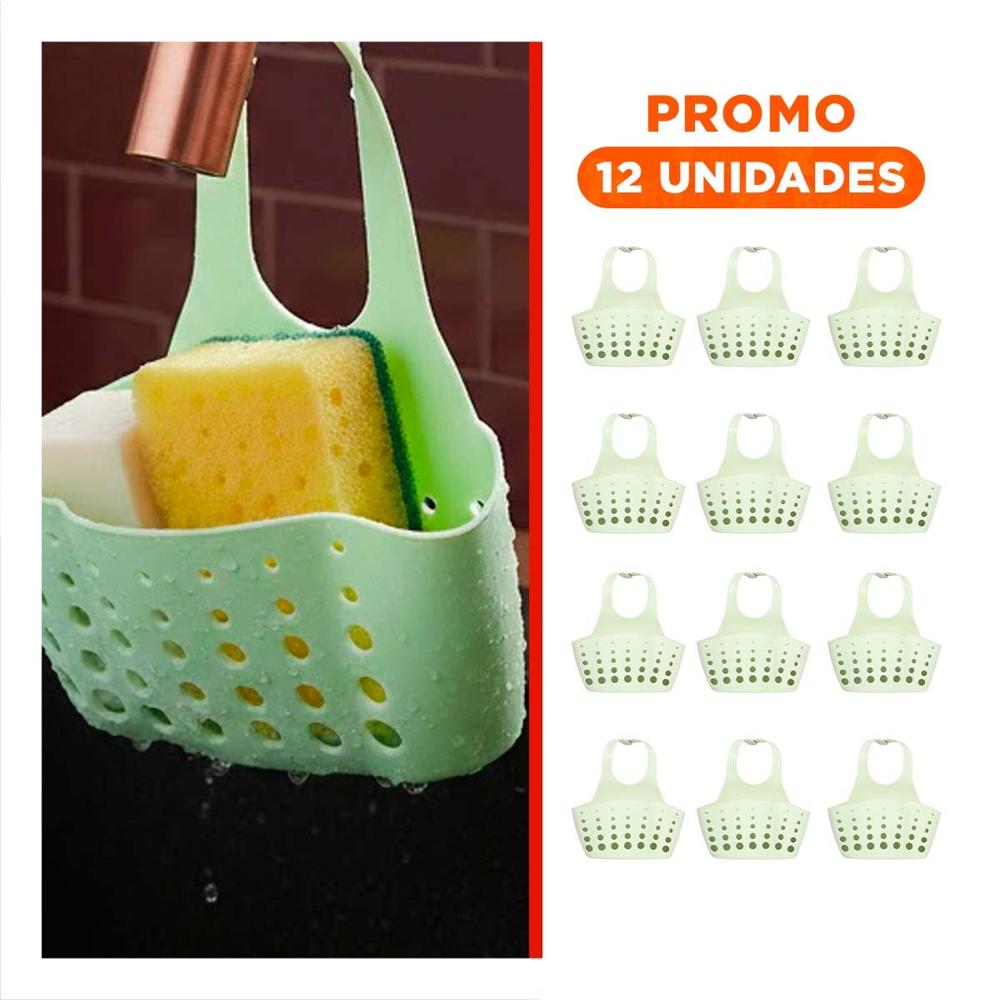 Pack12 Contenedor Colgante Verde Para Esponjas y Jabones 19x15cm