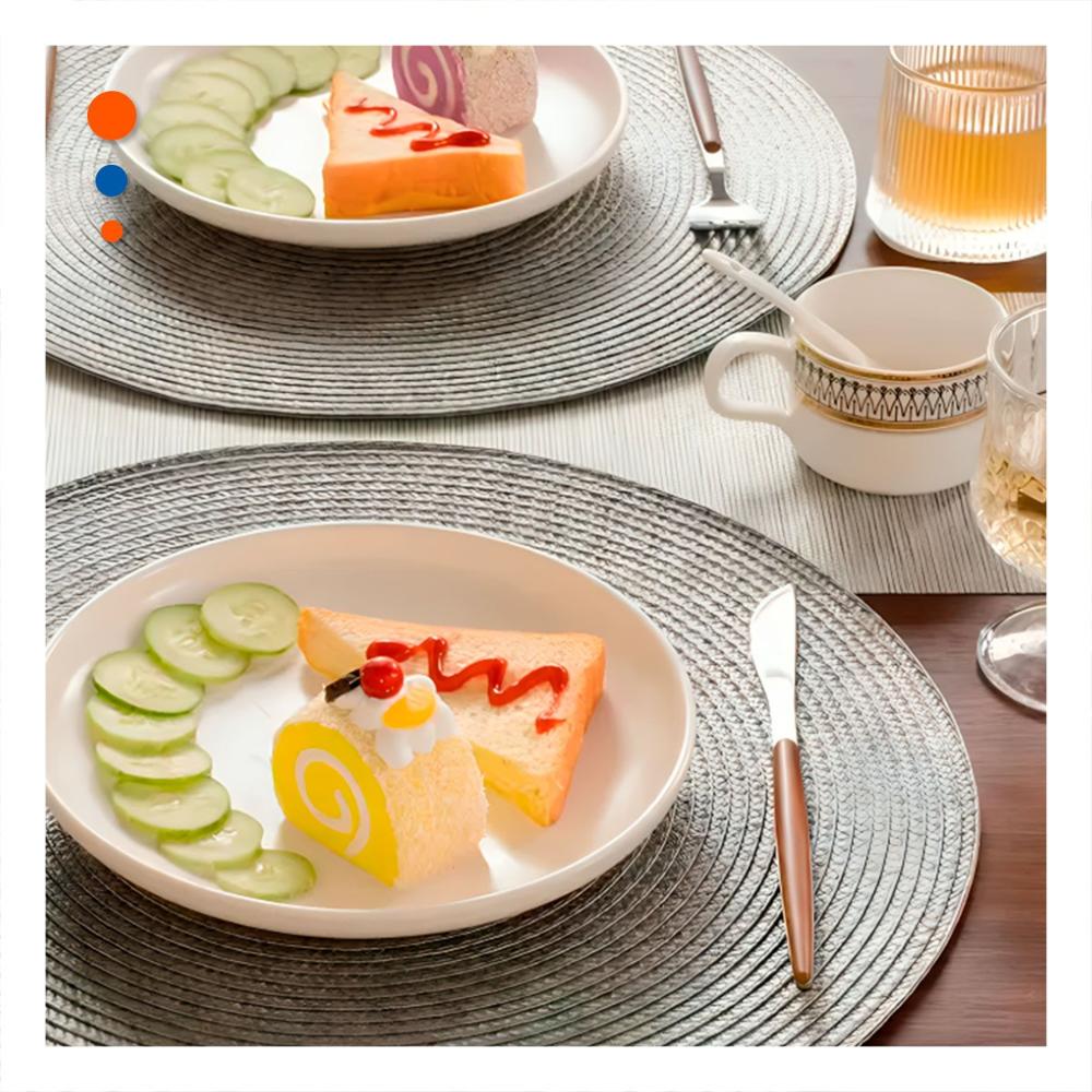 Individual de Comedor Circular Boho Plomo Estilo Boho Y NOTAS