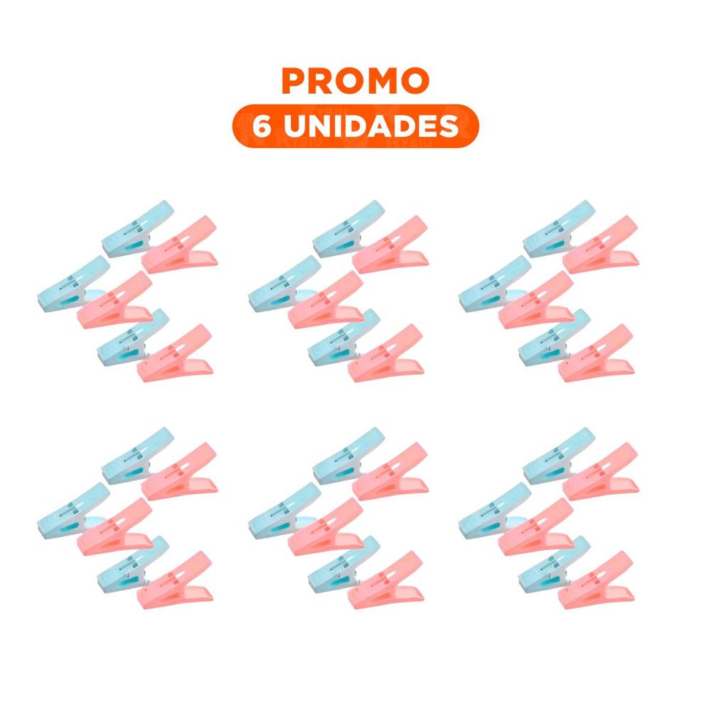 Pack6 Sujetadores en Dos Colores para Ropa con Cuerda para Lavanderia Y Regalo Sticker