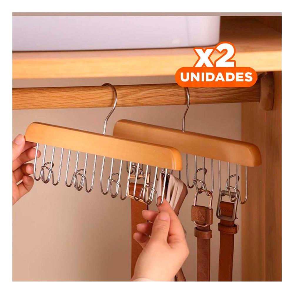 Pack2 Soporte de Madera con Ocho Ganchos para Colgar Accesorios Personales Y Papel Regalo