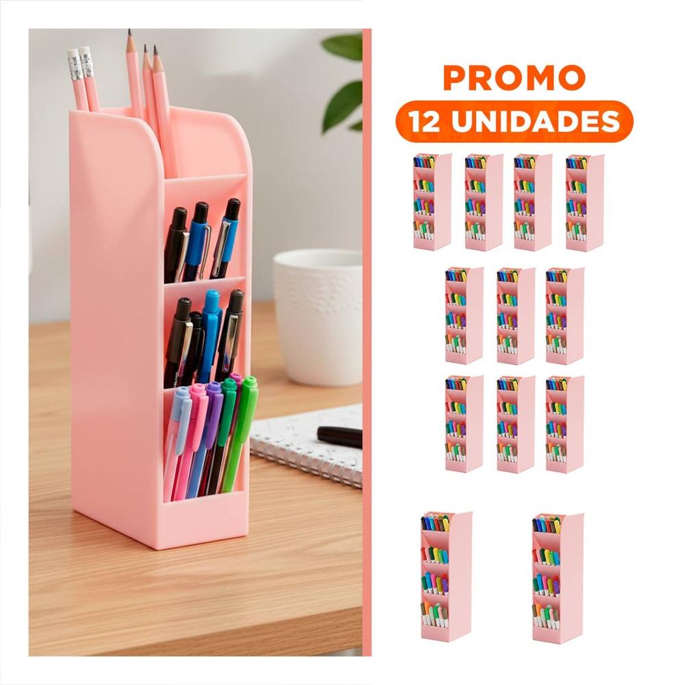 Pack12 Soporte compacto para Papeleria Visible Rosado de Dimensión 20.5x5x9cm