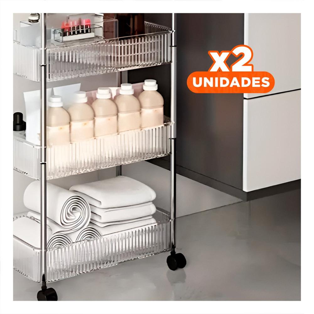 Pack2 Organizador Multifuncional de Acrilico 4 Niveles con Asas Transparente Y Papel Regalo