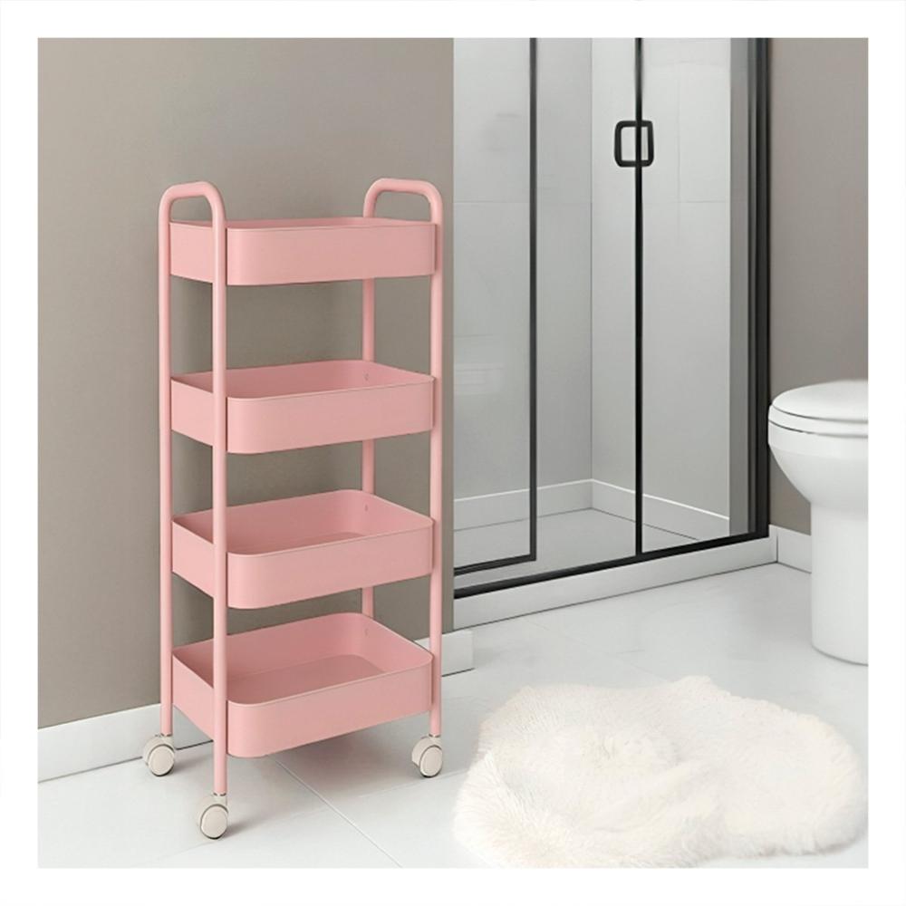 Pack4 Modulo organizador de 4 niveles con ruedas y asas para hogar metal rosado Y Papel Regalo