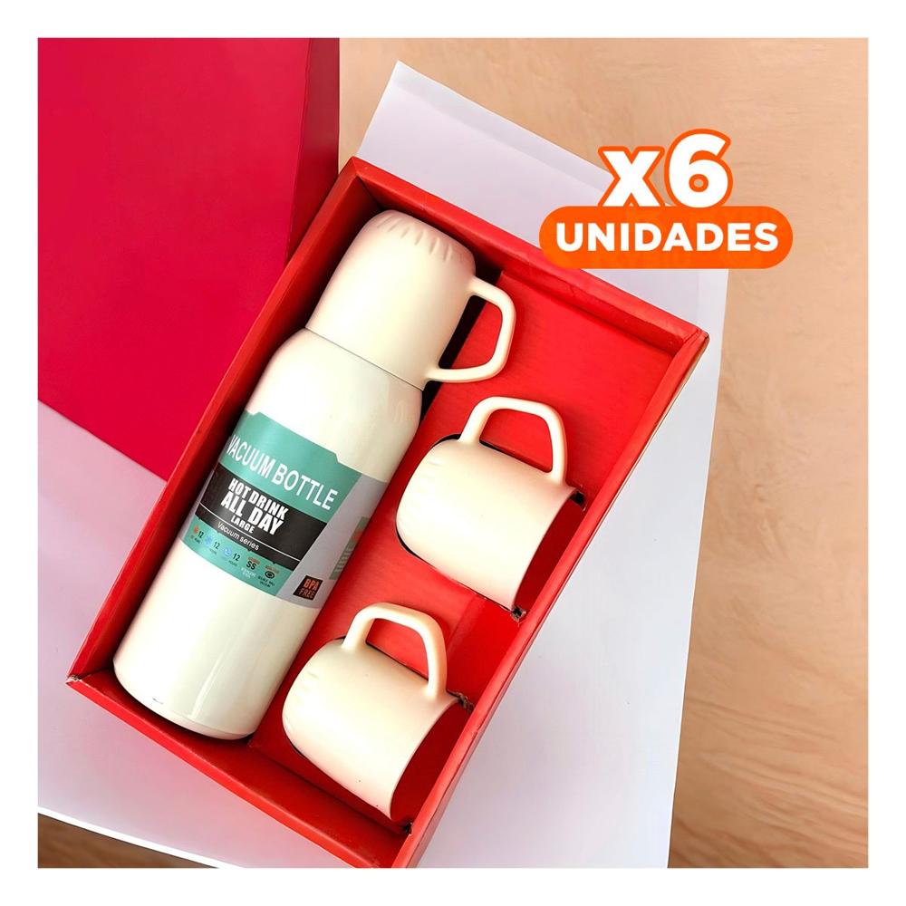 Pack6 Vaso Portatil 500 ml con 3 Tazas Crema para Traslados