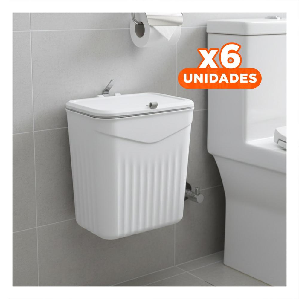 Pack6 Recipiente de Basura Blanco Moderno y Resistente para Cocina