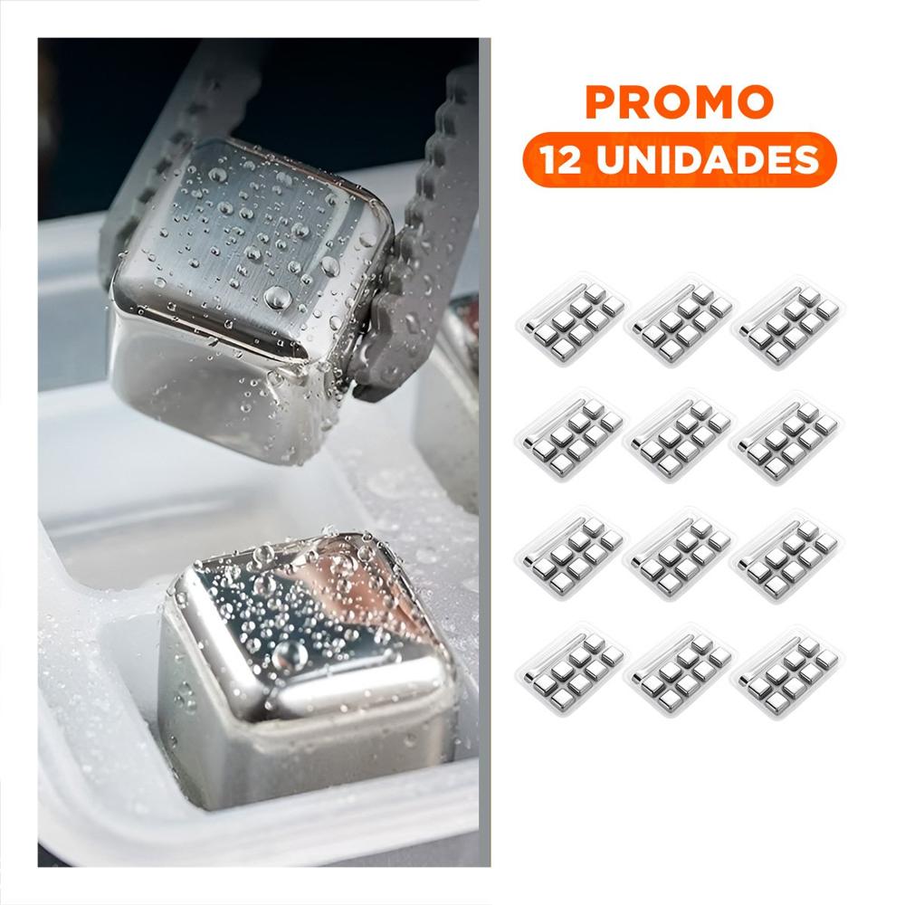 Pack12 Equipo para enfriar tragos con cubos de hielo de acero y pinza