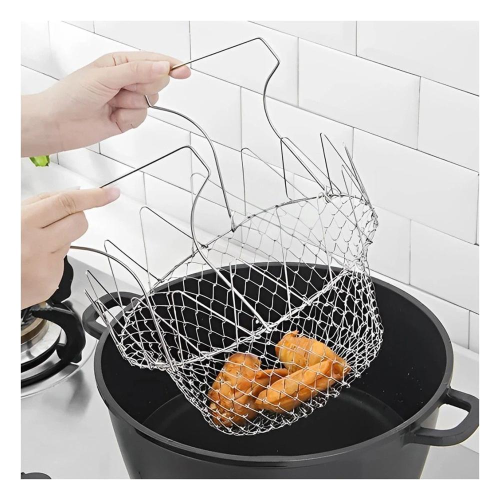 Canasta de Acero para Freir y Colar 23cm Plateado para Cocina hogar y hogar
