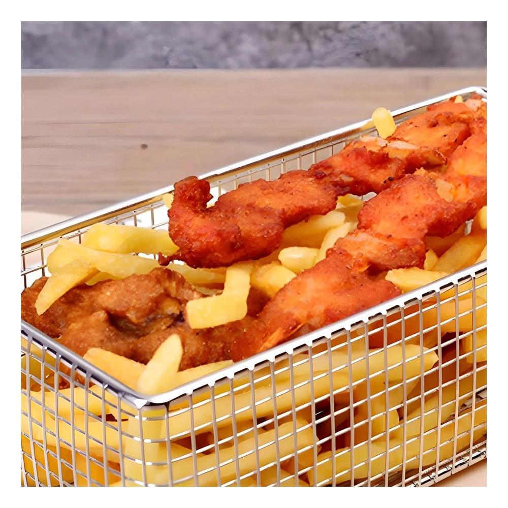 Cesta para Papas Fritas Plateada 25.5x13x7 cm Uso Domestico Y Papel Regalo