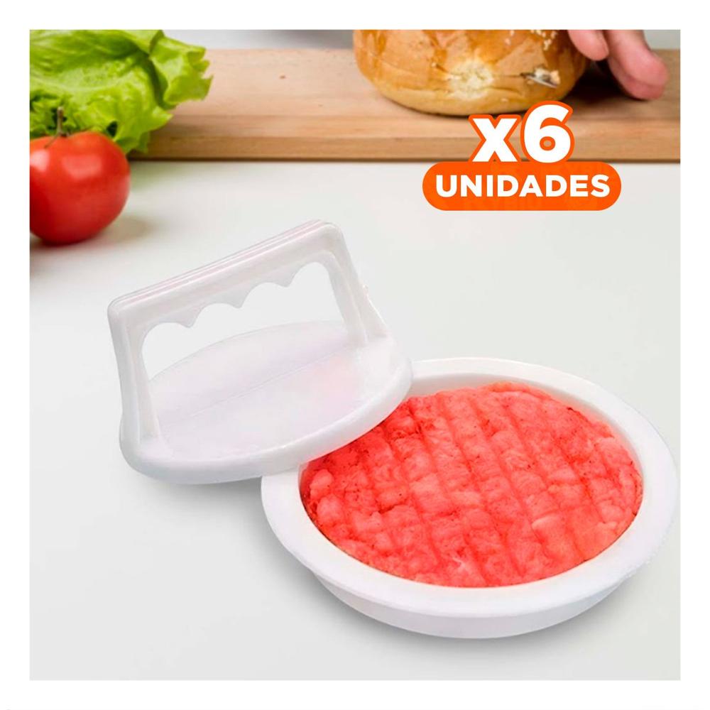 Pack6 Moldeador para Hamburguesa en ABS Blanco con Diametro 13.1cm