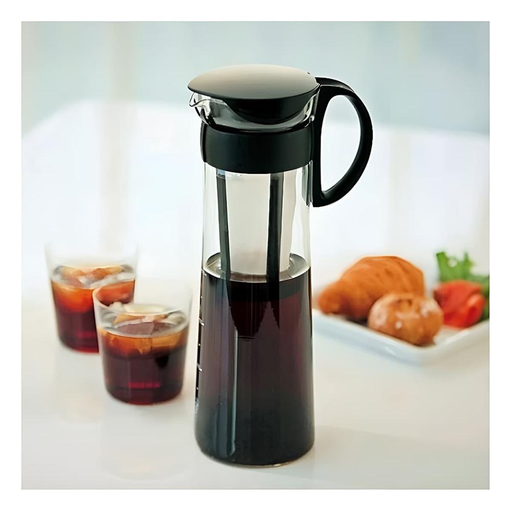 Dispensador de Vidrio 900 ml con Filtro Transparente y Tapa Negra Resistente Y notas