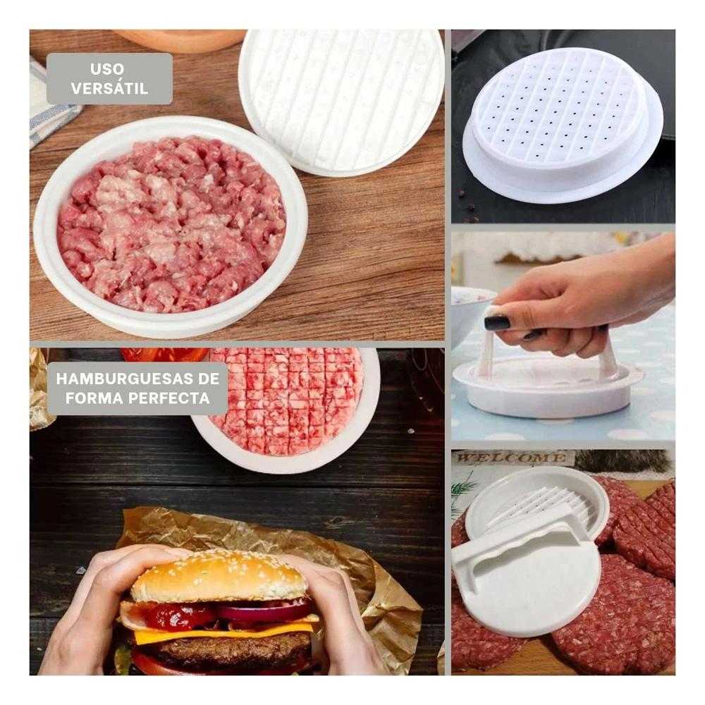 Molde Compacto para Hamburguesa de ABS en Color Blanco con Medida 13.1cm YLigas Regalo