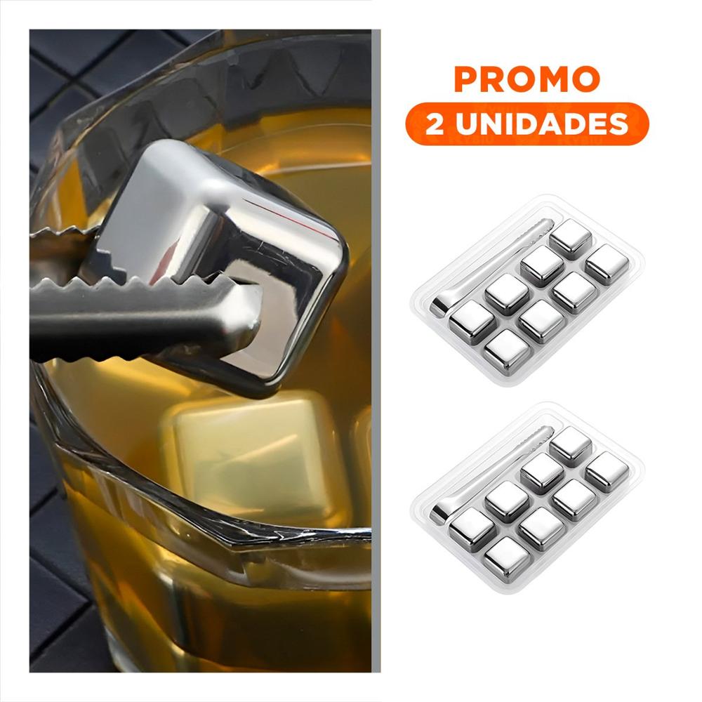 Pack2 Accesorio para bebidas con cubos de hielo de acero reutilizables Y Regalo Sticker