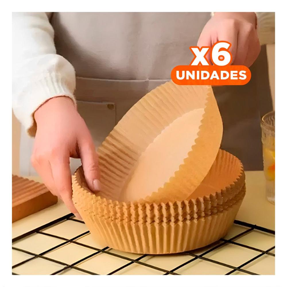 Pack6 Forros Resistentes de Papel Color Madera para Freidora de Aire 100unid YPapel Regalo