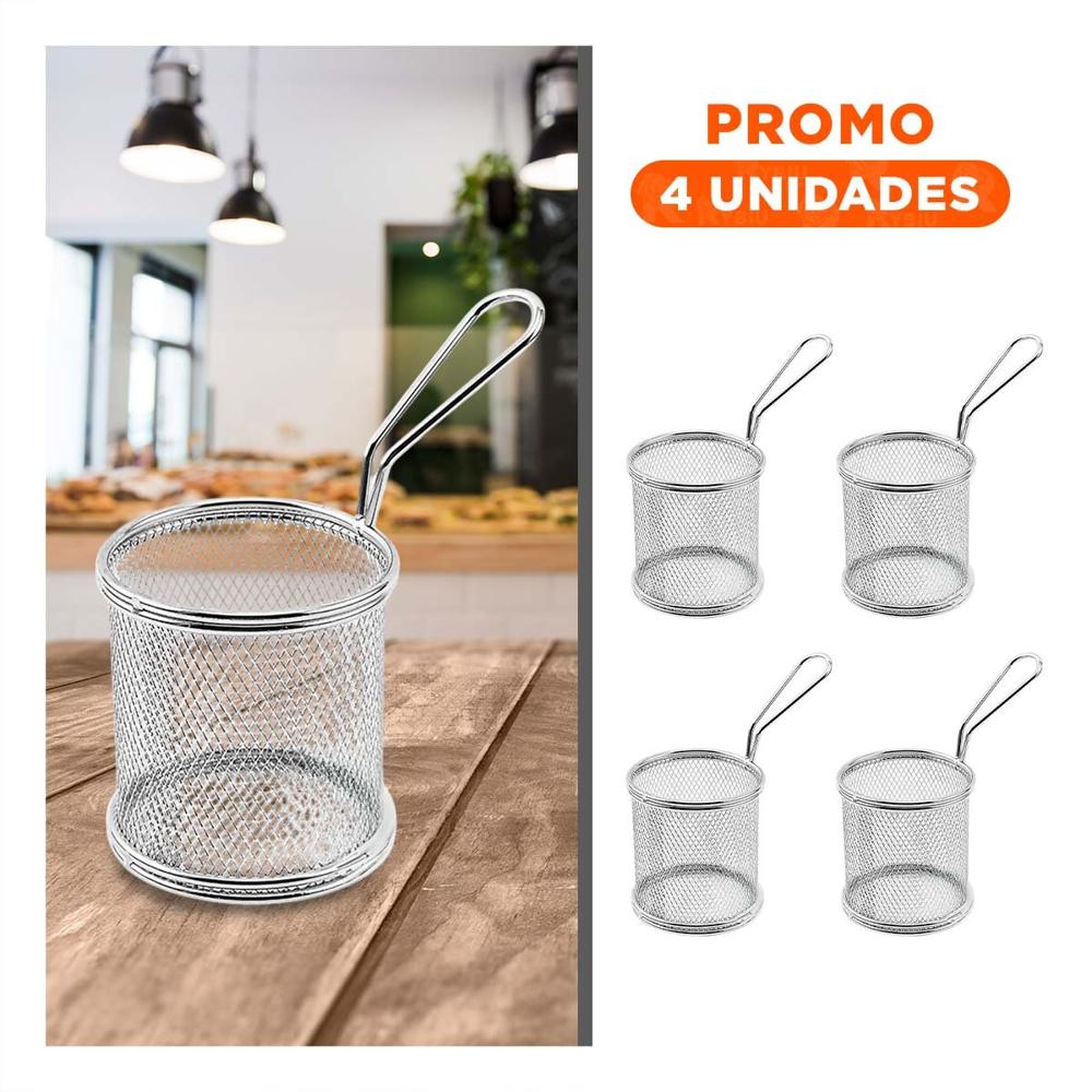 Pack4 Canastilla Circular en Acero para Snacks y Bocaditos