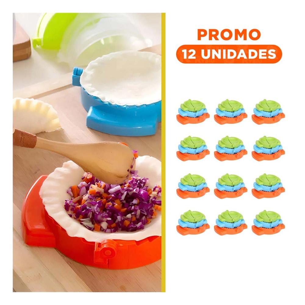 Pack12 Juego Multicolor con 3 Moldes Plastico Practico Empanadas