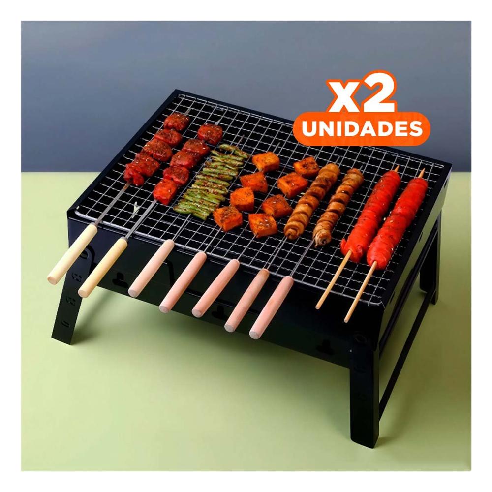 Pack2 Grill Practico a Carbon Portatil con Estructura de Metal en Color YPapel Regalo