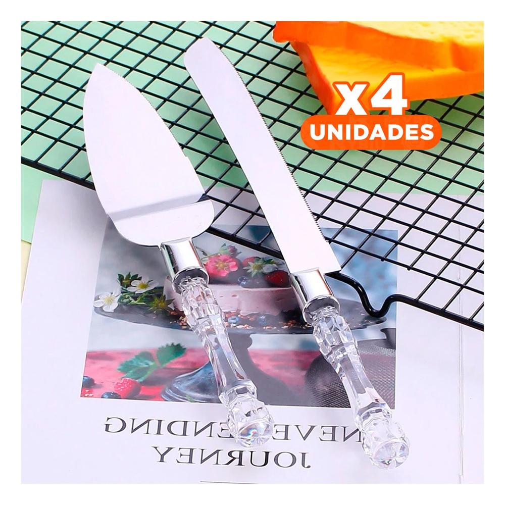 Pack4 Coleccion de Cocina para Pastel con Espatula Plateado YPapel Regalo