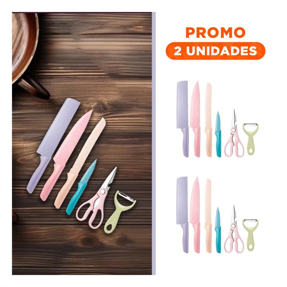Pack2 Pack Profesional de Cuchillos 6 Piezas de Colores YRegalo Sticker