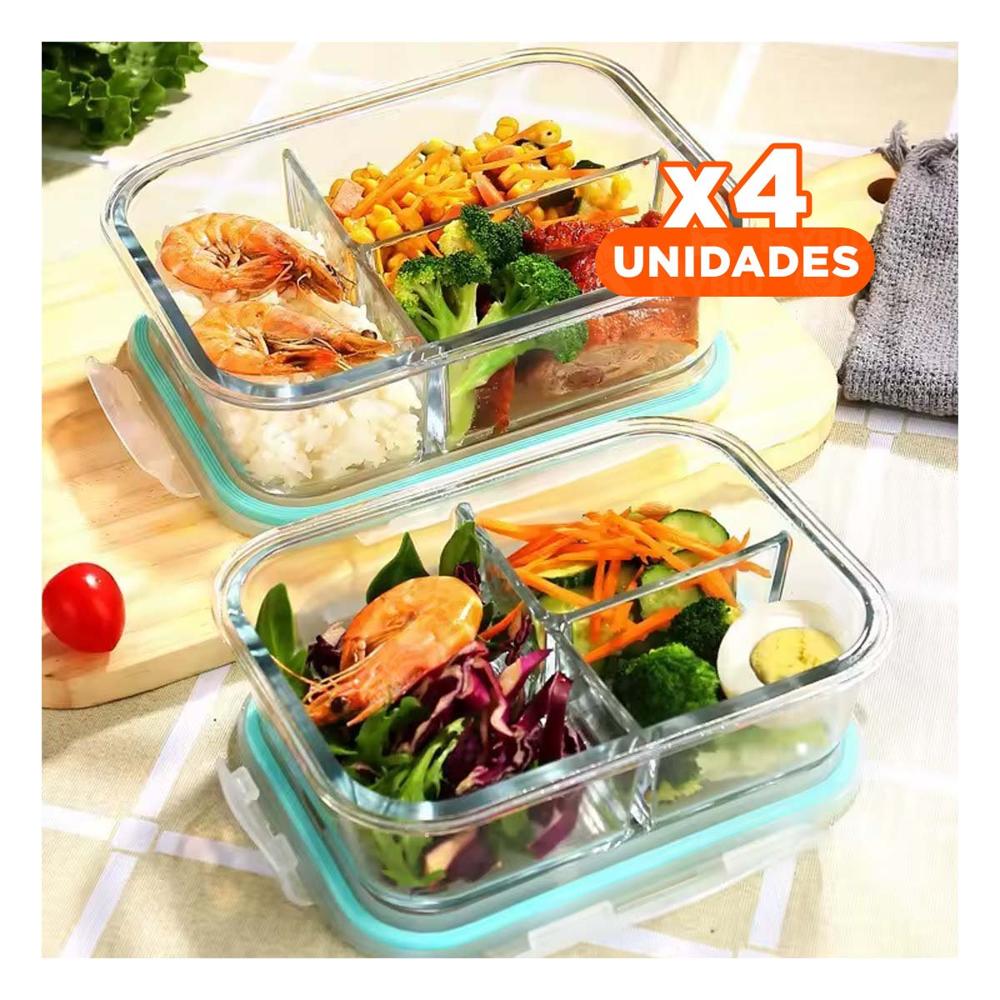 Pack4 Organizador de Cocina en Vidrio con 3 Divisiones YPapel Regalo