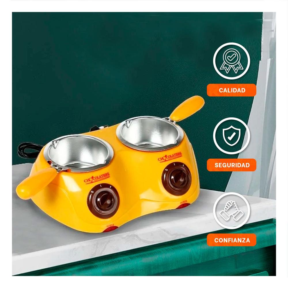 Cacerola Chocolatera Doble con Accesorios Amarillo para Hogar Cocina