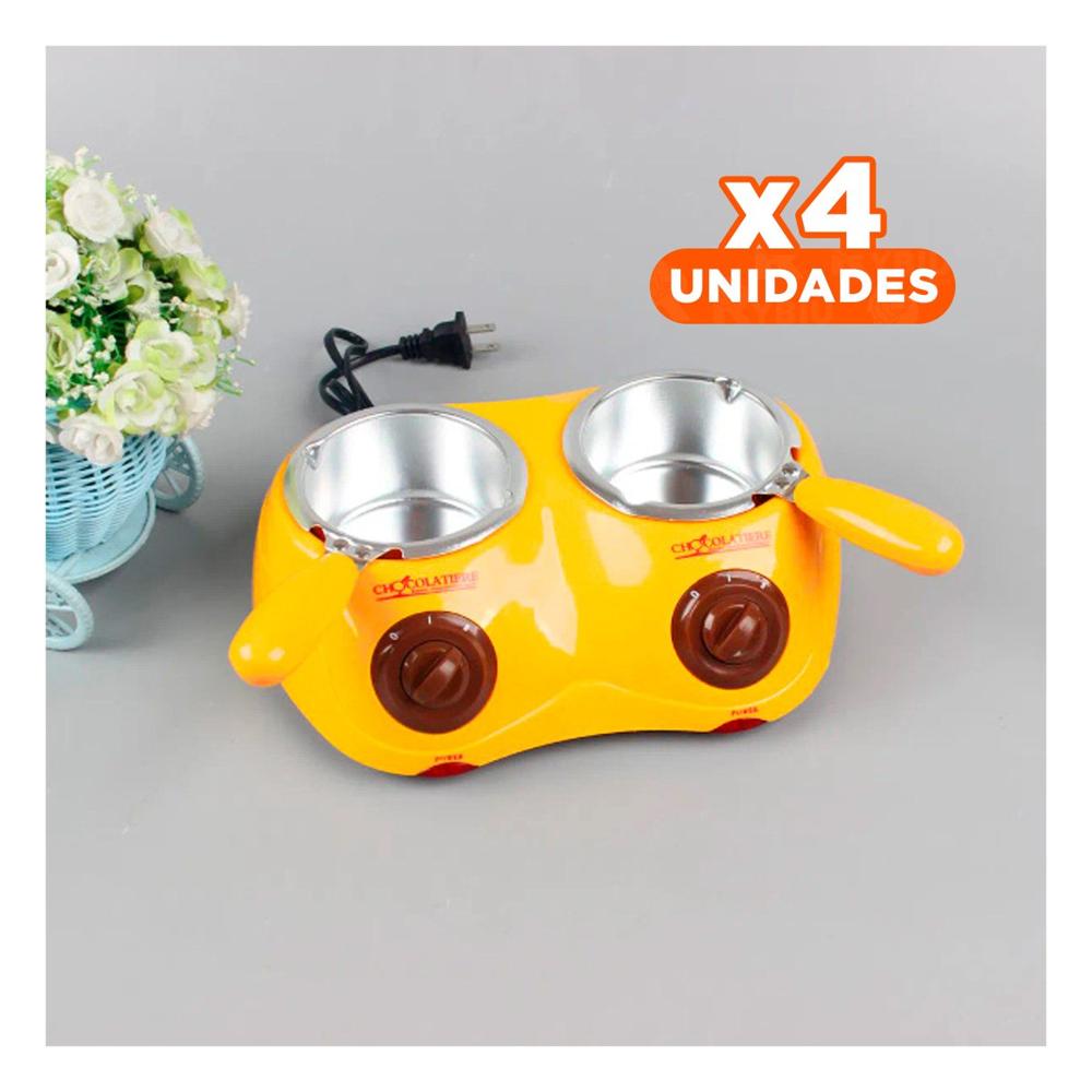 Pack4 Cacerola para Chocolate Doble con Accesorios Amarillo Hogar Y Regalo Sticker