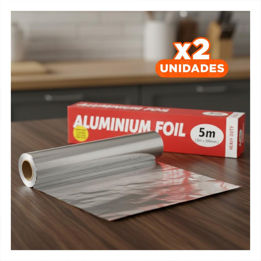Pack2 Papel Cocina Plateado 5m 30cm Para Preparar Y Conservar Alimentos Y Papel Regalo
