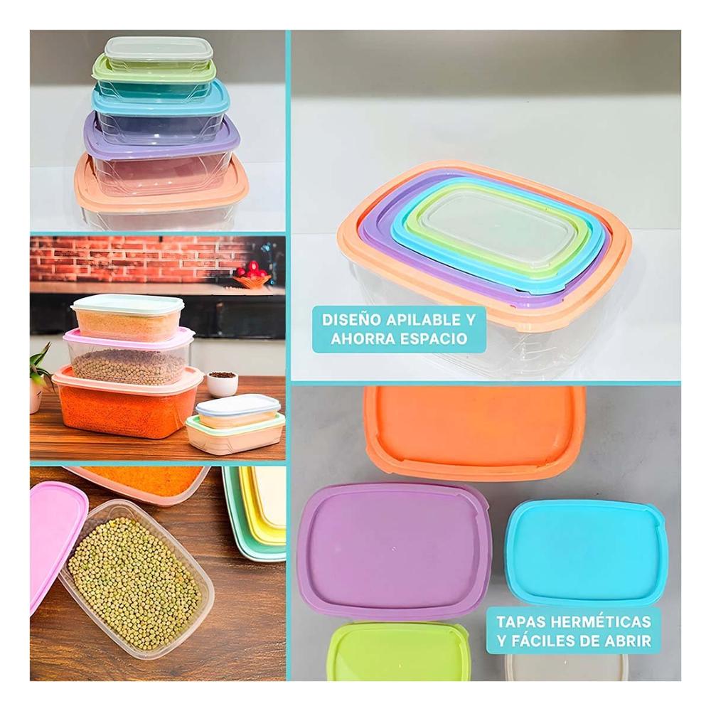 Organizadores Rectangulares 5 Piezas en Colores Pastel para Cocina y Hogar YLigas Regalo