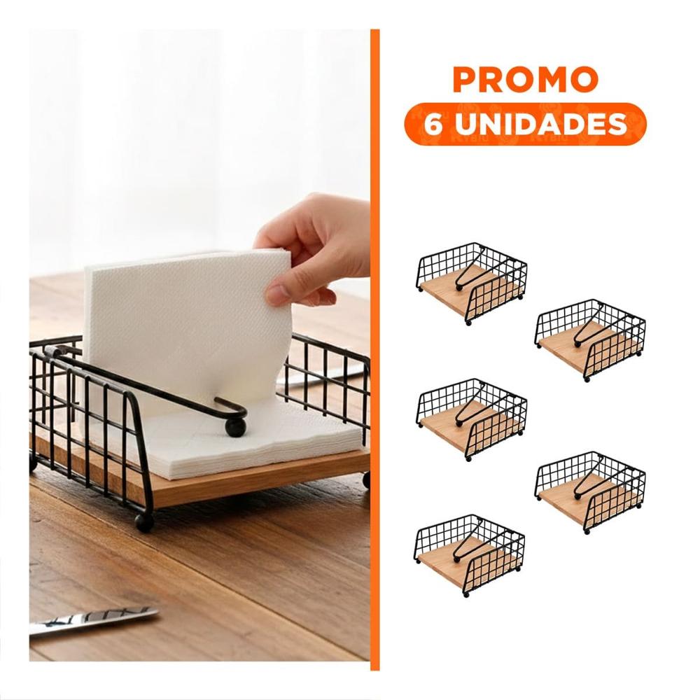 Pack6 Organizador de Color Dorado Borde Cuadrado con Base Madera Estable Y Regalo Sticker