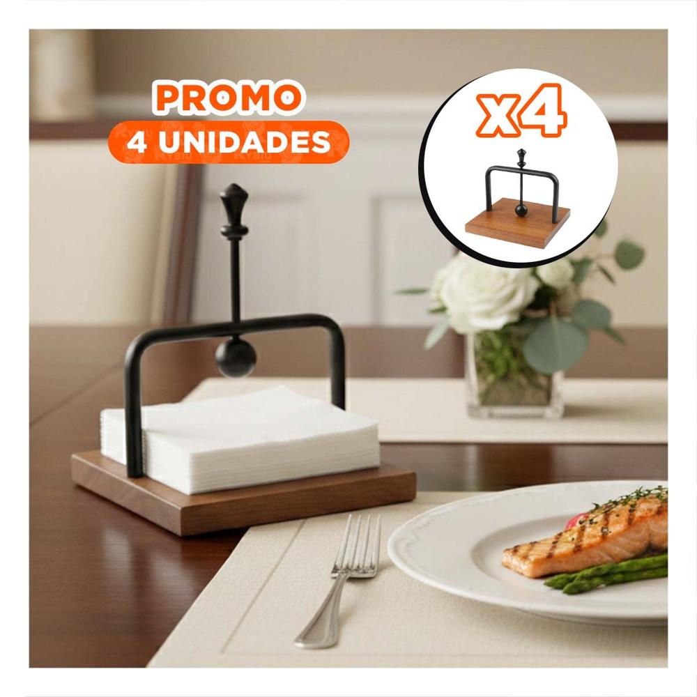 Pack4 Soporte Vertical de Color Negro con Base Madera y Brazo Dispensador Y Regalo Sticker