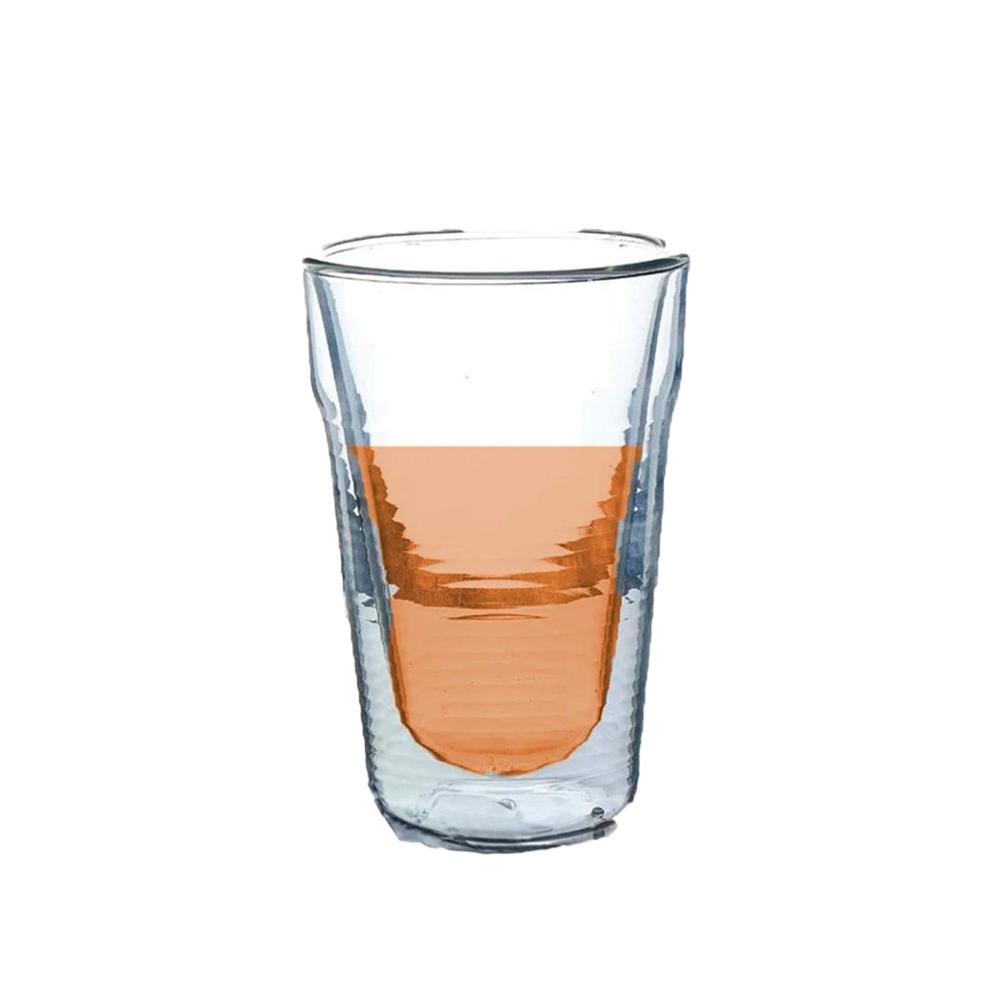 Vaso en Color Transparente 260ml Formato Doble Capa de Vidrio Borosilicato Y Regalo Sticker