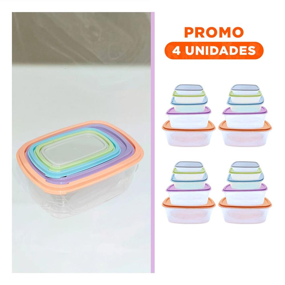 Pack4 Organizador Rectangular 5 Piezas en Tonos Pastel para Cocina