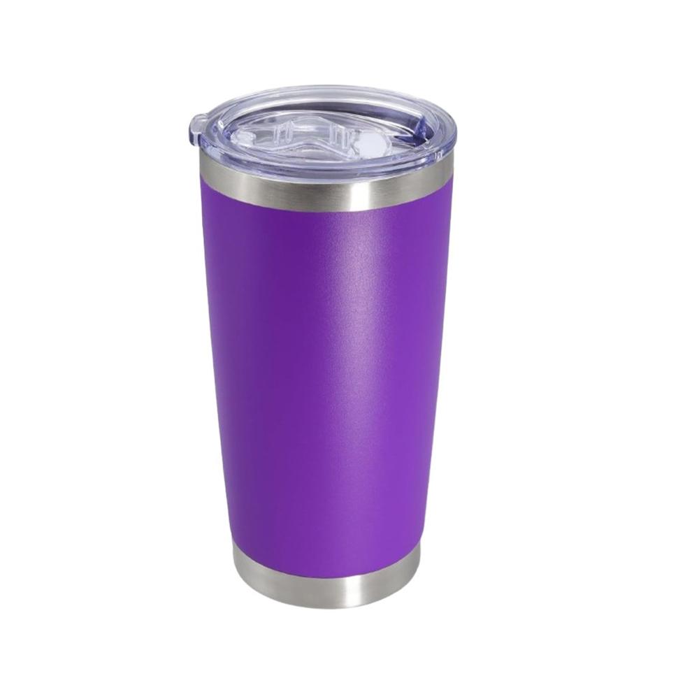 Vaso Morado de Acero Inoxidable 600ML con Tapa Practica y Asa Comoda YRegalo Sticker